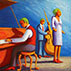 jazz musicians playing.  a lady singing with piano player and bass player.